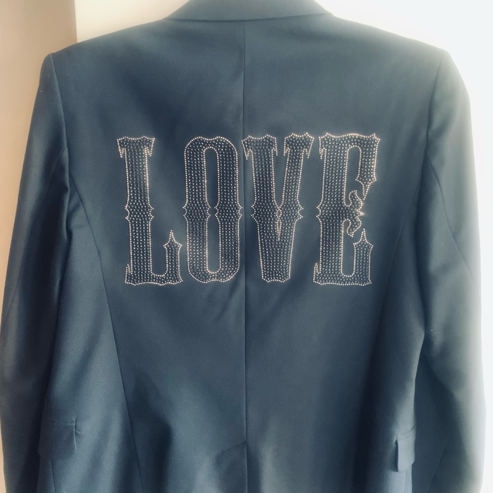 Zadig and Voltaire Navy Blazer with Embellished 'LOVE' Design